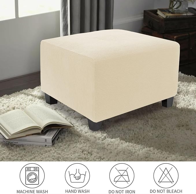 NeColorLife Stretch Ottoman Cover Square Oversized Soft Knitted Jacquard Thick - Image 6
