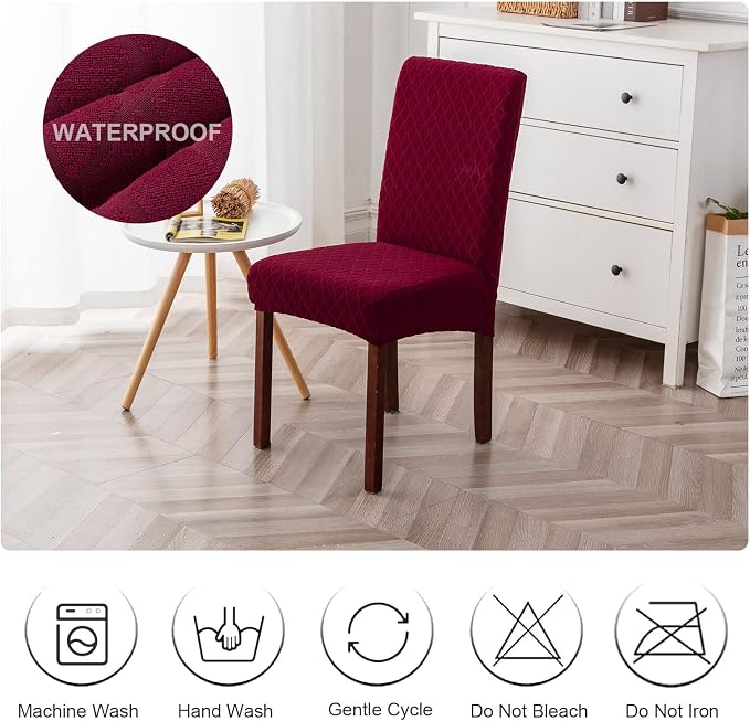 Genina Waterproof Chair Covers for Dining Room, Stretch Jacquard Dining Chair - Image 7