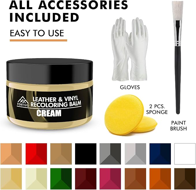 FORTIVO Leather Recoloring Balm, Color Restorer, Scratch Remover, Couch Paint - Image 3