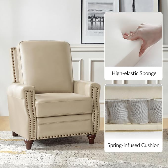 HULALA HOME Genuine Leather Manual Recliner Chair - Image 5