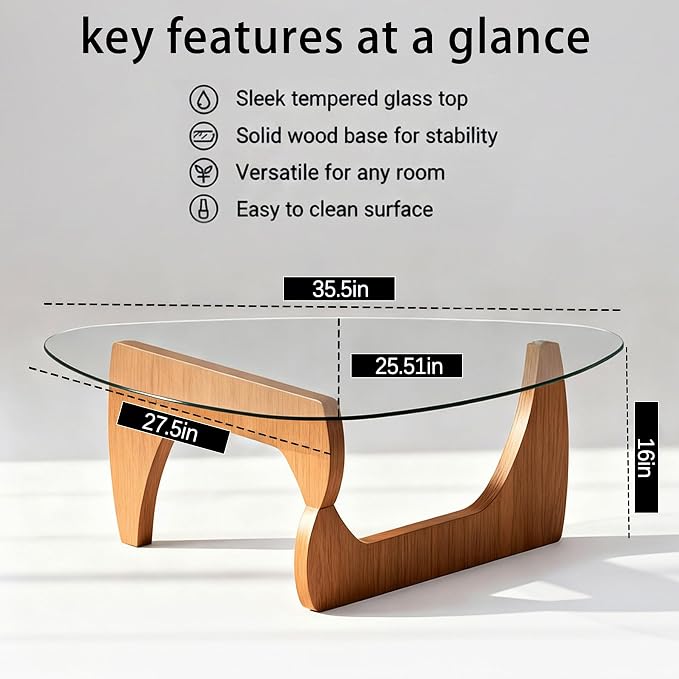 Living Room Coffee Table, 35.8" Mid Century Modern Triangle Coffee Table - Image 2