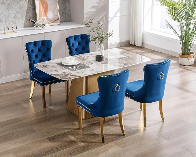 KCC Velvet Dining Chairs Set of 2, Upholstered High-end Tufted Dining Chair - Image 9