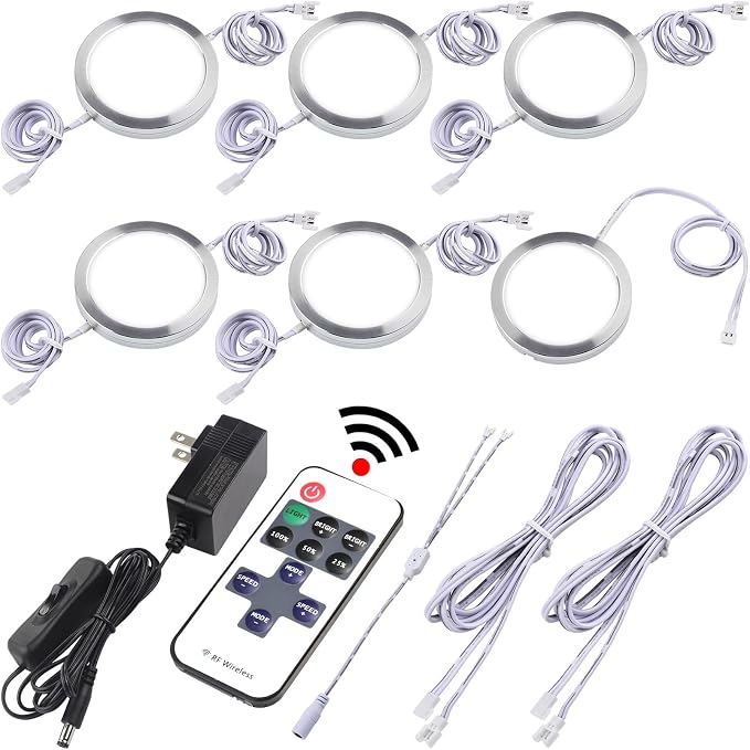 Curio Cabinet Lights Kit, Over Under Counter LED Puck Lights, Low Profile 0.3" by Lvyinyin