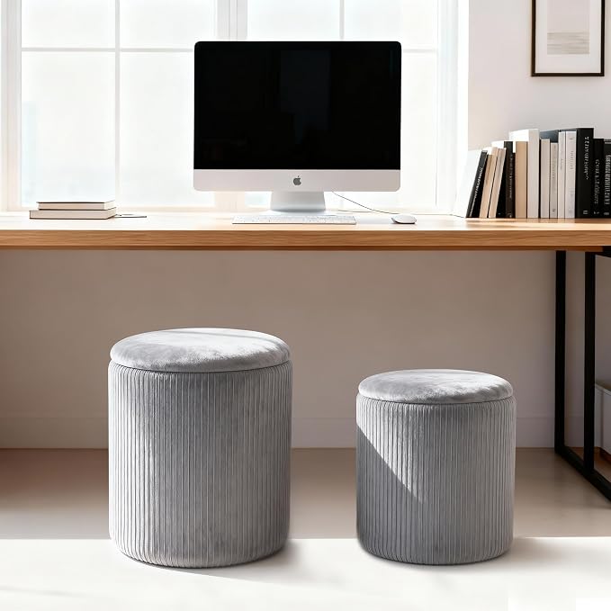 CAROLMADE Set of 2 Round Ottoman - Image 5