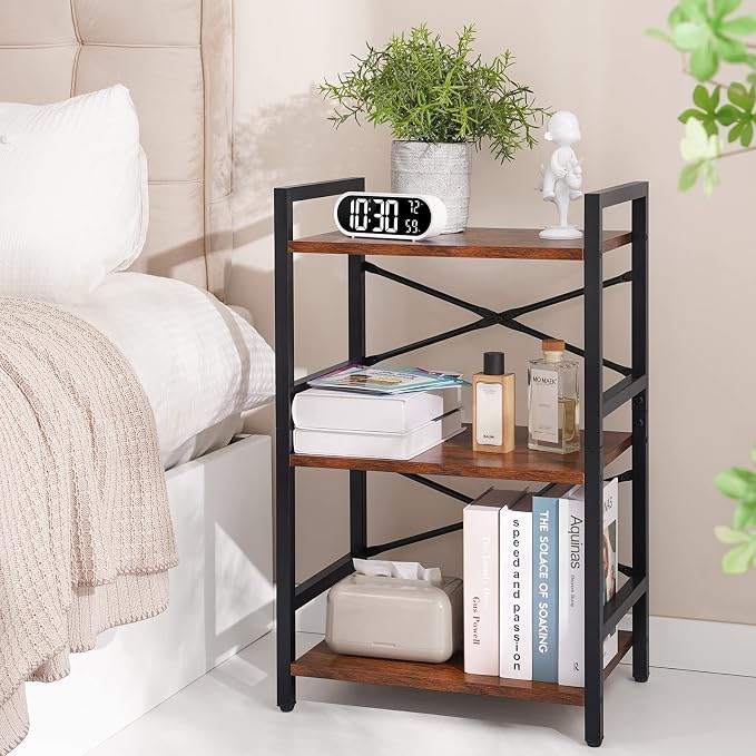 Yoobure Bookshelf Small Book Shelf, Solid Industrial 3 Tier Shelf Bookcase - Image 2