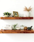 Solid Wood Floating Shelves, 40in Finished Real Wood Wall Shelves by Unknown