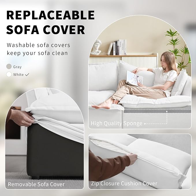Waterproof Cloud Couch, 2 Seat L Shape Stain Resistant Modular Sectional Couch - Image 5