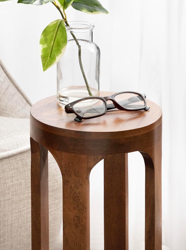 Kate and Laurel Dahl Wooden Round Drink Table; 8 x 23; Walnut Brown; - Image 4
