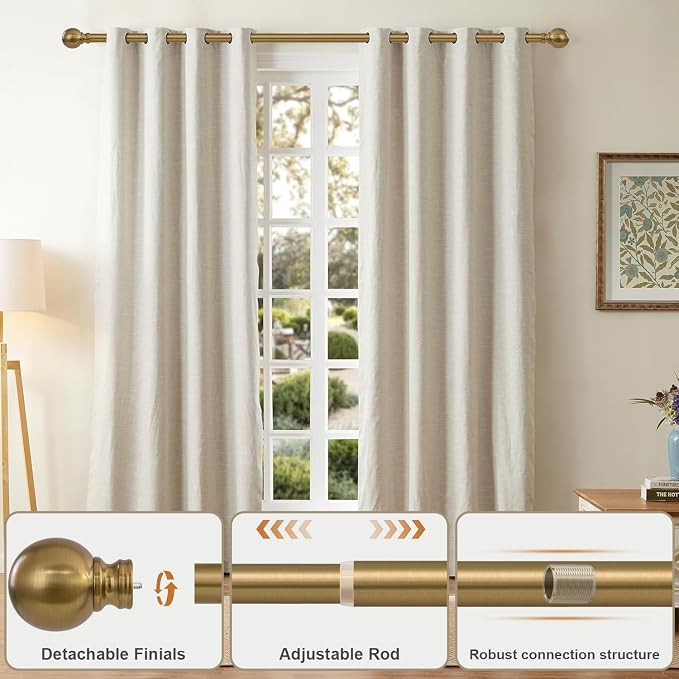 2 Pack Warm Gold Curtain Rods Set - Image 3