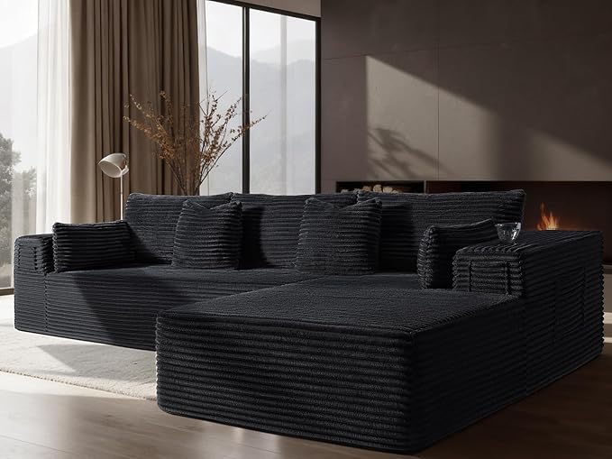 108" Oversized Cloud Sectional Couch, Comfort L Shaped Boneless Couch by VYUXWO