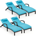 HOMREST Chaise Lounge Chairs Set of 4, PE Rattan Wicker Lounge Chair by HOMREST