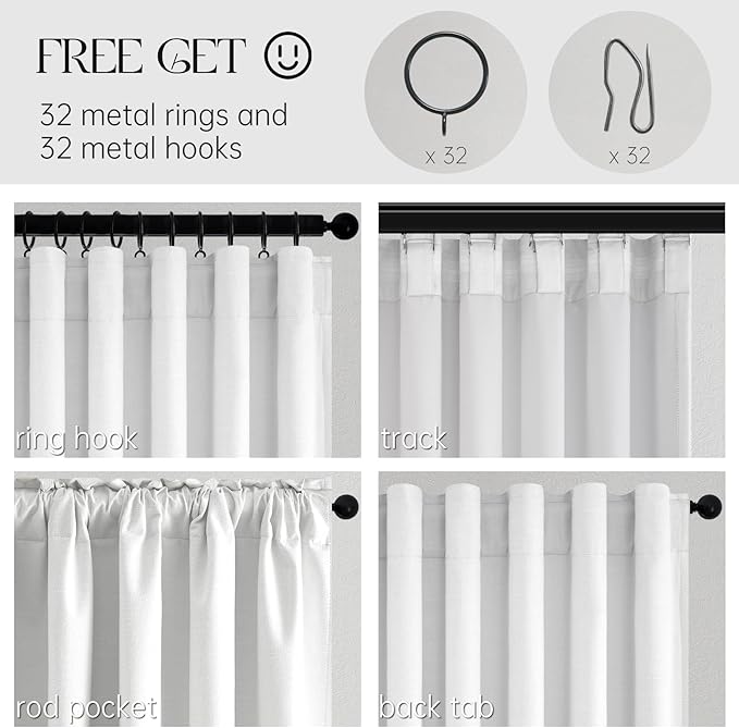Topfinel 95 inch Living Room Curtains 2 Panels 100% Blackout Linen Texture - Image 3