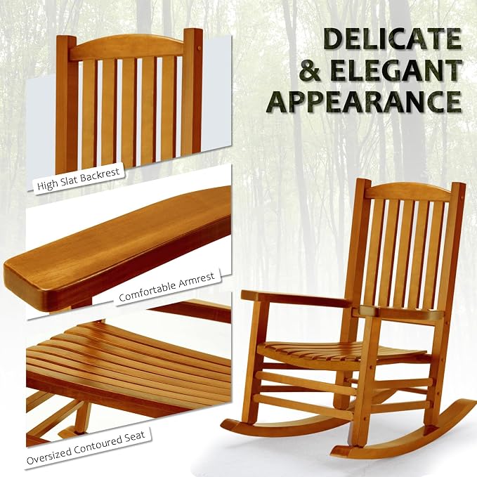 Hupmad Wooden Oversized Porch Rocker Chair - Image 6