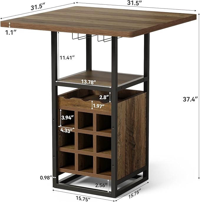LITTLE TREE Square Bar Table, Wine Bar Cabinet - Image 2