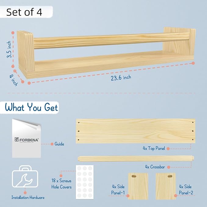 Forbena Natural Wood Nursery Bookshelves - Image 3