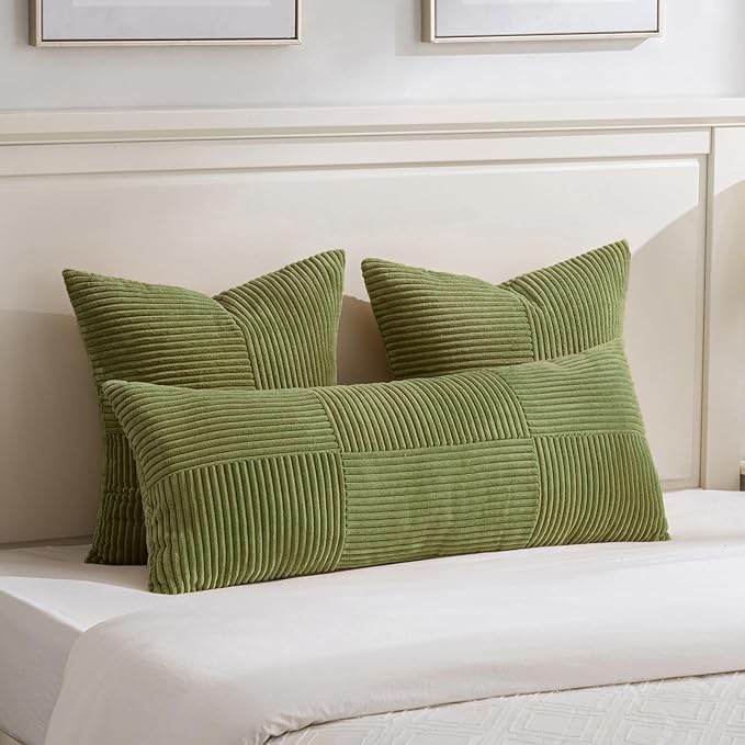 Fancy Homi 2 Packs Moss Green Euro Decorative Throw Pillow Covers 26x26 Inch - Image 5