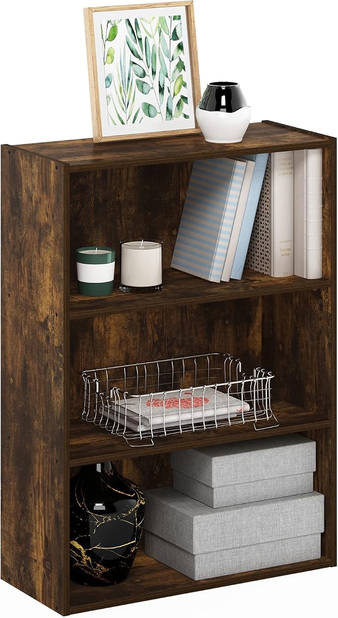 Furinno PASIR Book Shelf, 3-Tier Bookshelf, Storage Shelves Bookcase, 9.7 x by Furinno-FitsYourSpaceFitsYourBudget