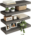 Fixwal 15.7in Floating Shelves, Rustic Wood Finish Wall Shelves Set of 4 by Fixwal