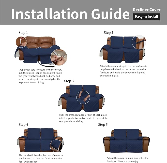 Easy-Going Loveseat Recliner Cover, Reversible Couch Cover - Image 7