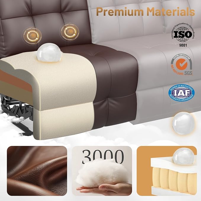 3-Seater Loveseat Recliner Sofa, RV Wall Hugger Home Theater Seating Reclining - Image 9