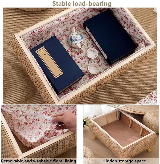 Japanese-Style Rattan Floor Table - Image 5