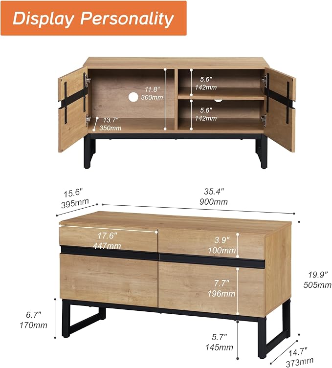 WAMPAT Modern TV Stand for 26-40 Inch TVs, Wood Entertainment Center - Image 2