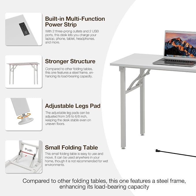 TEMI Long Computer Desk Folding Table - Image 6