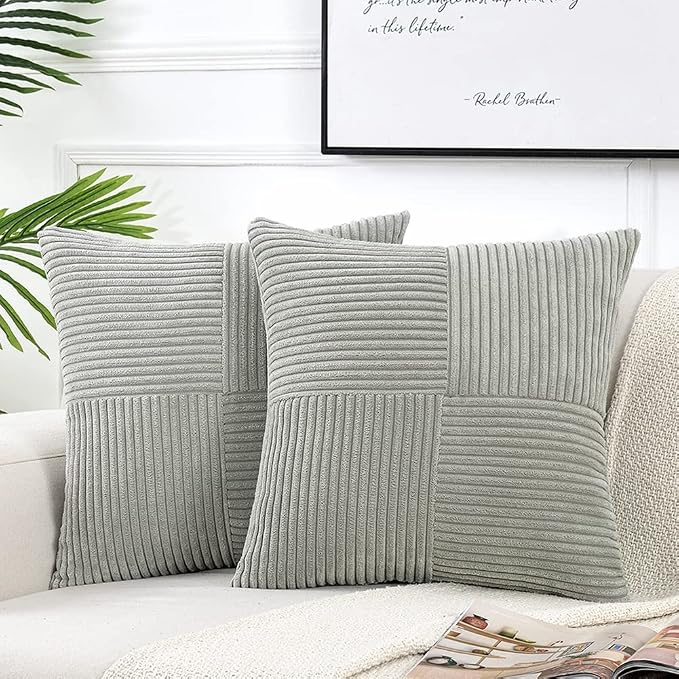 Fancy Homi 2 Packs Grey Decorative Throw Pillow Covers 18x18 Inch by Fancy+Homi
