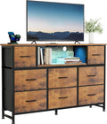 DUMOS TV Stand Dresser with 8 Fabric Drawers and Open Shelves, LED by DumosLifestyle