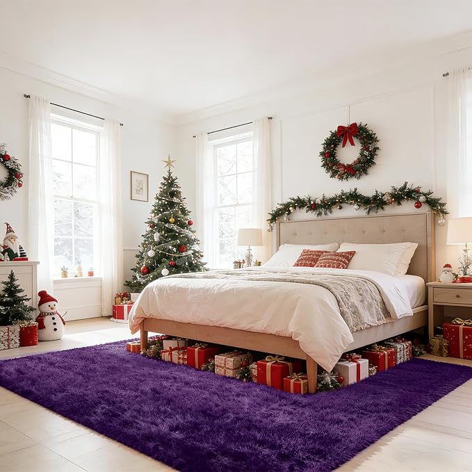 Shag Area Rugs for Bedroom Living Room, 8X10 Ultra Soft Purple Fluffy Area Rugs - Image 3