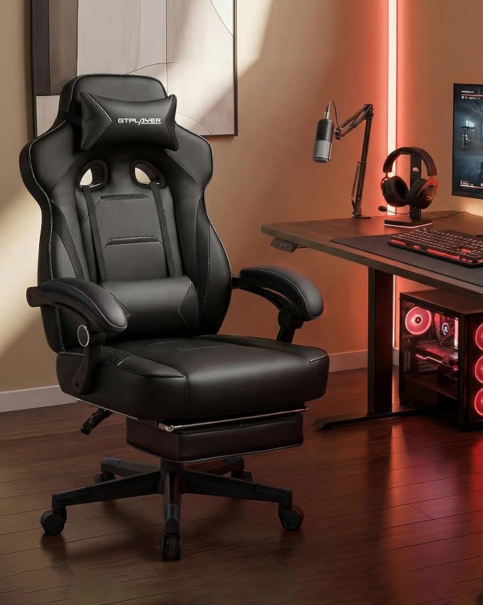 GTPLAYER Gaming Chair with Footrest, Big and Tall Game Chair 350lb Racing Style - Image 2
