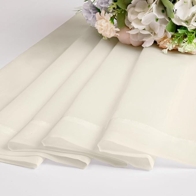 OWENIE Cream Sheer Curtains 68 Inch Length 2 Panels Set - Image 6