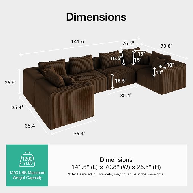 Novilla 141" Modular Sectional Sofa, Modern Cloud Sectional Couch - Image 2
