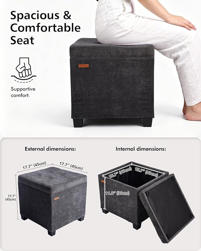 ABHENG Chenille Cover Steel Frame Ottoman - Image 3