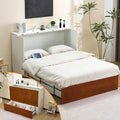 VINGLI Queen Murphy Bed with Storage Drawer, 2 Charging Station, Rustic & by VINGLI