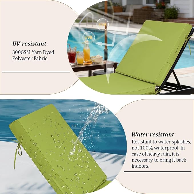 80x26x4in Lounge Cushions for Outdoor Furniture, Outdoor Lounge Chair Cushions - Image 5