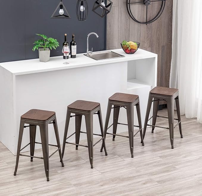 HAOBO Home 24" Backless Metal Counter Stool Height Bar Stools - Image 7