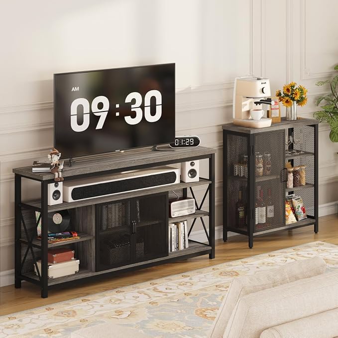BON AUGURE Liquor Cabinet Bar for Home, Farmhouse Coffee Storage Cabinet for - Image 6