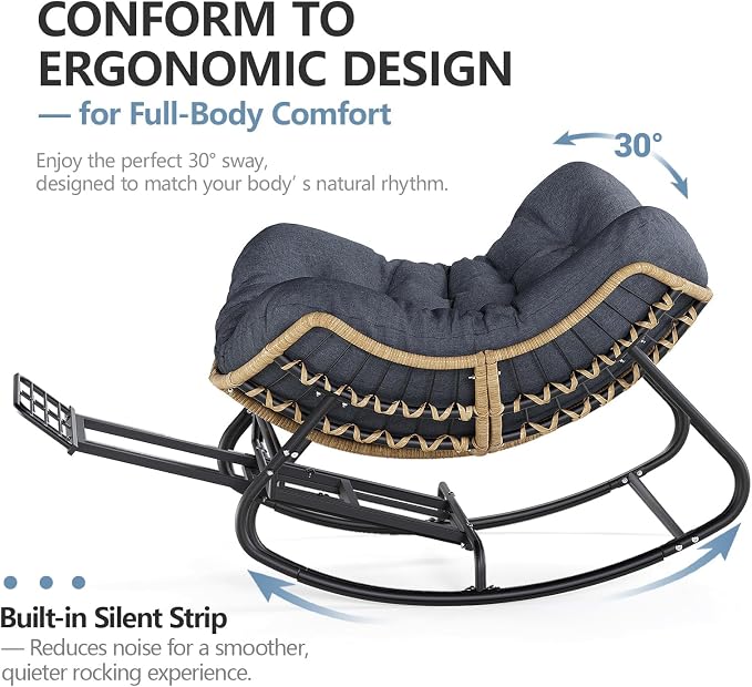 SWITTE Outdoor Papasan Rocking Chair - Image 7