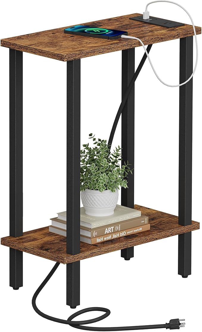 TUTOTAK Small End Table with Charging Station, Narrow Side Table with USB Ports by ChoosetutotakFurnitureBuildYourCozyHome