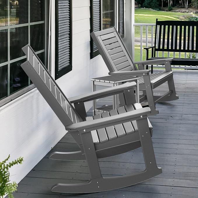GREENVINES Outdoor Rocking Chairs | Set of 4 | Porch Rocker | HDPE Plastic | - Image 6