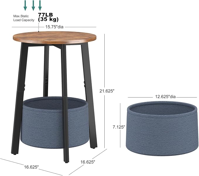 sthmec Small Round Side End Table Set of 2 - Image 3