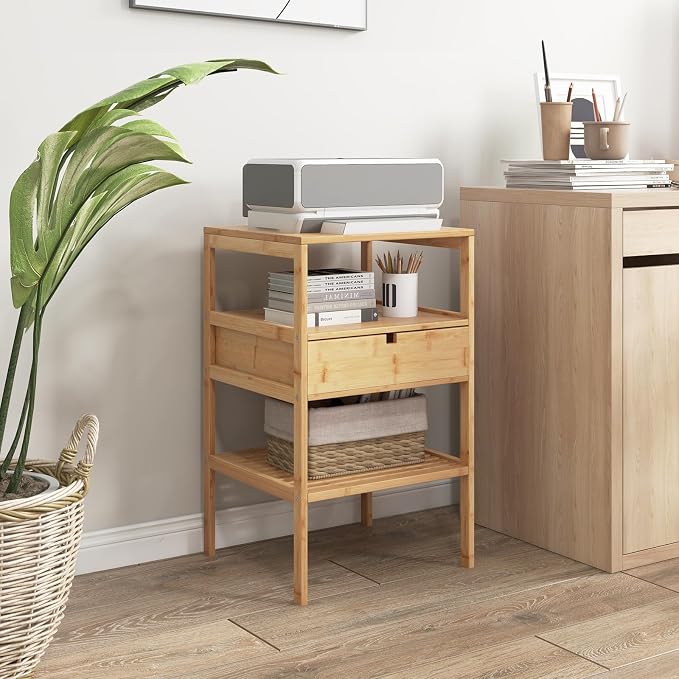 Giantex Bamboo Nightstands Set of 2, Wood Side Tables - Image 9