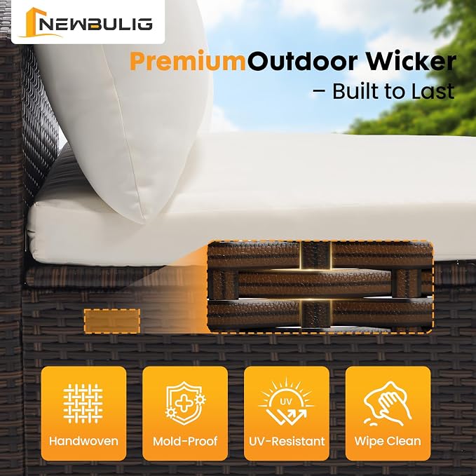 NEWBULIG 7-Piece Outdoor Patio Sectional Sofa, Weather-Resistant Modular Wicker - Image 6