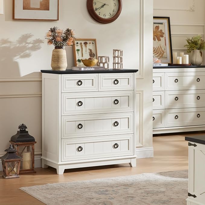 Joaxswe Farmhouse 5 Drawer Dresser - Image 5