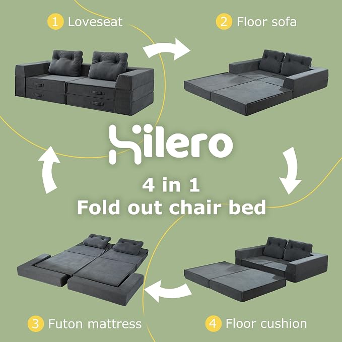 Folding Sofa Bed, 4 in 1 Convertible Sleeper Chair - Image 4