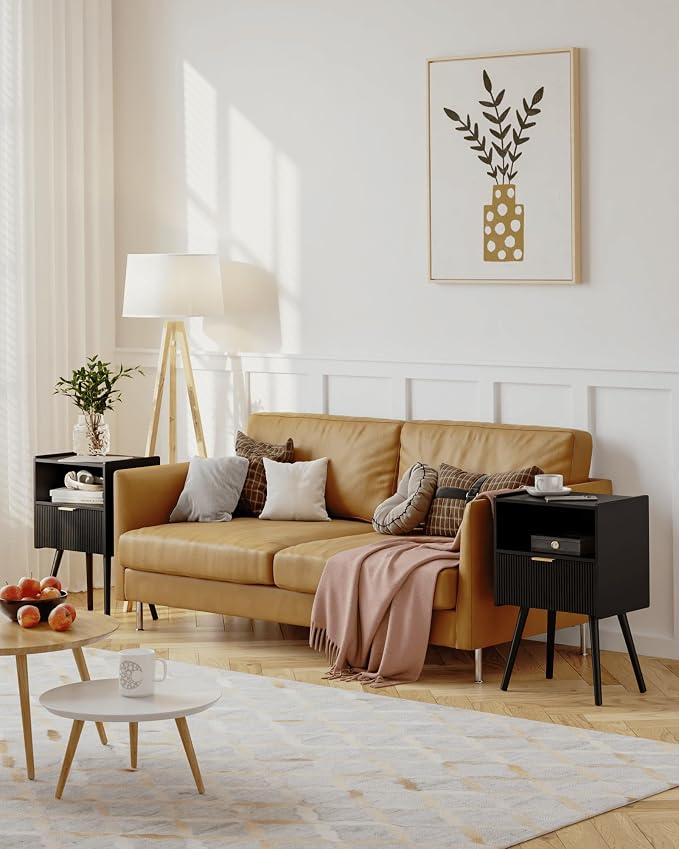 JOONEE Black Nightstand, Modern Bedside Table - Image 4