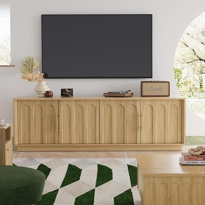 FORTUNETEC TV Stand for 75 Inch TV, Mid Century Modern TV Stand - Image 5