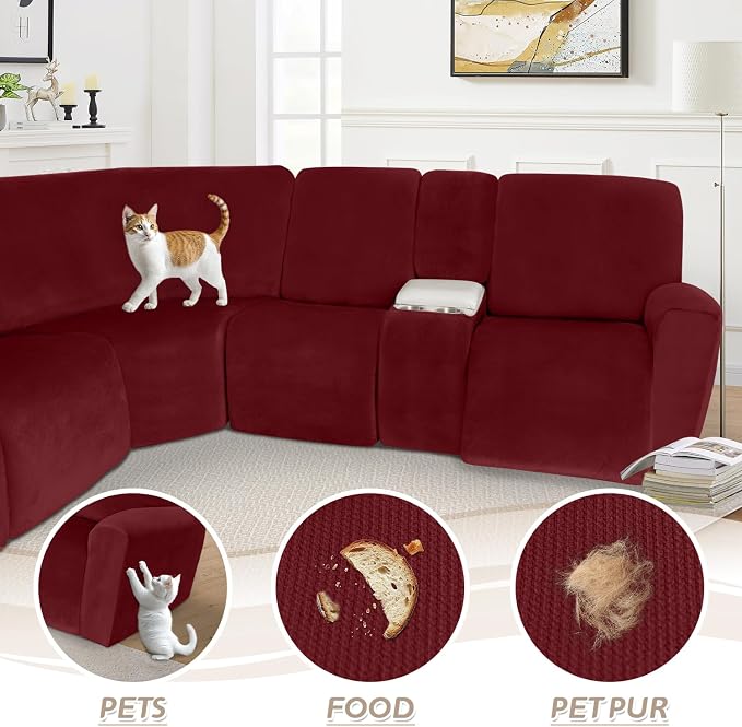 Arfntevss Sectional Recliner Couch Covers Velvet Washable Corner Sectional Sofa - Image 7