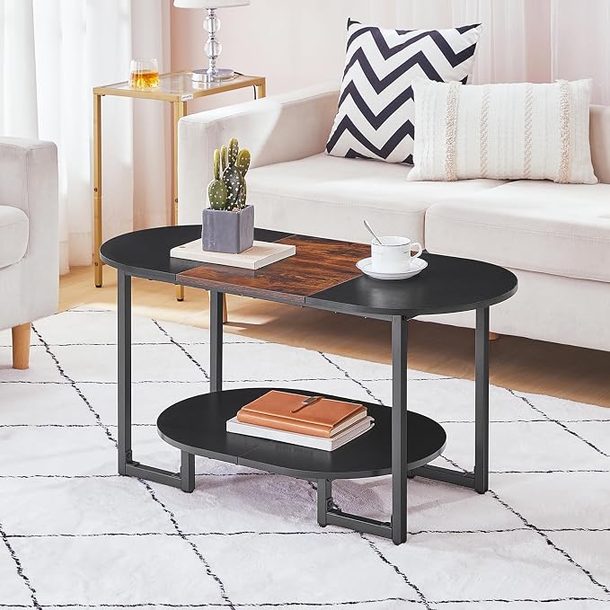 HOOBRO Coffee Table for Living Room, Oval Small Coffee Table - Image 3